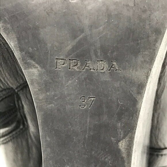 Prada Ankle Boot Booties Shoes Black Leather 6.5 - Picture 8 of 11